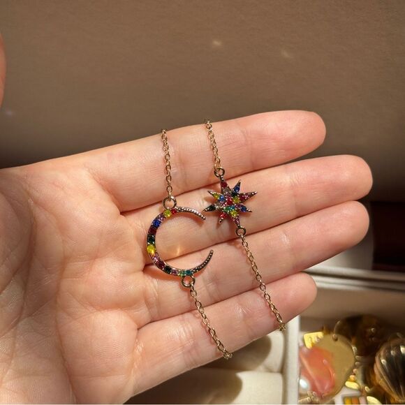 Gold Multicolor Moon and Star Bracelet Set - Picture 2 of 4